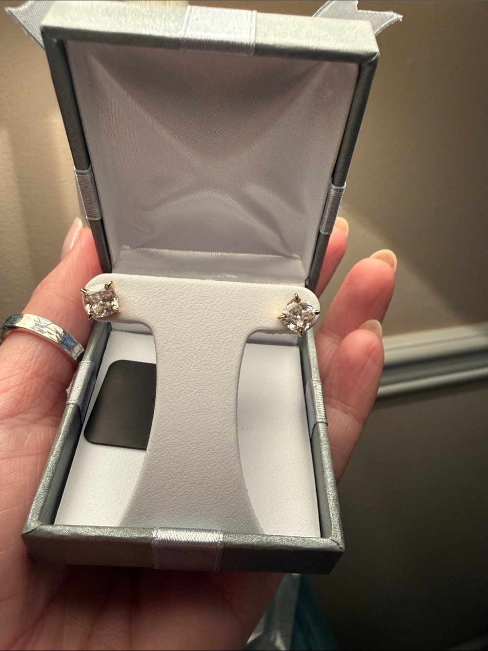 14k Gold plated sterling silver 2 ct lab diamond studs